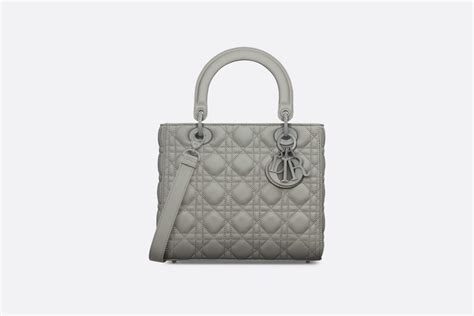 Medium Lady Dior Bag Ultramatte Stone Gray Cannage Calfskin